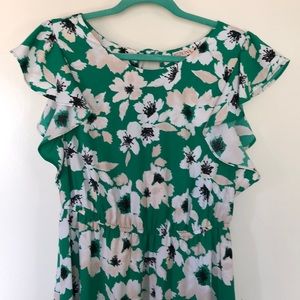 Green spring floral dress